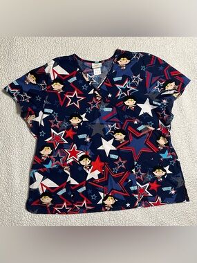 DC Comics Wonder Woman Mock Wrap Scrup Top